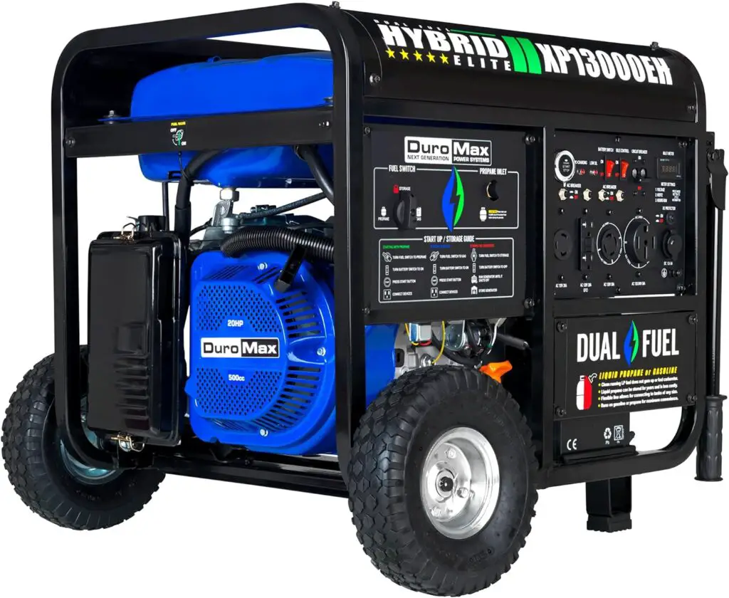DuroMax XP13000EH Dual Fuel Portable Generator 13000 Watt Gas or Propane Powered Electric Start