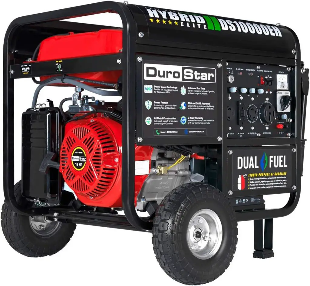 DuroStar DS10000EH Dual Fuel Portable Generator-10000 Watt Electric Start-Home Back Up