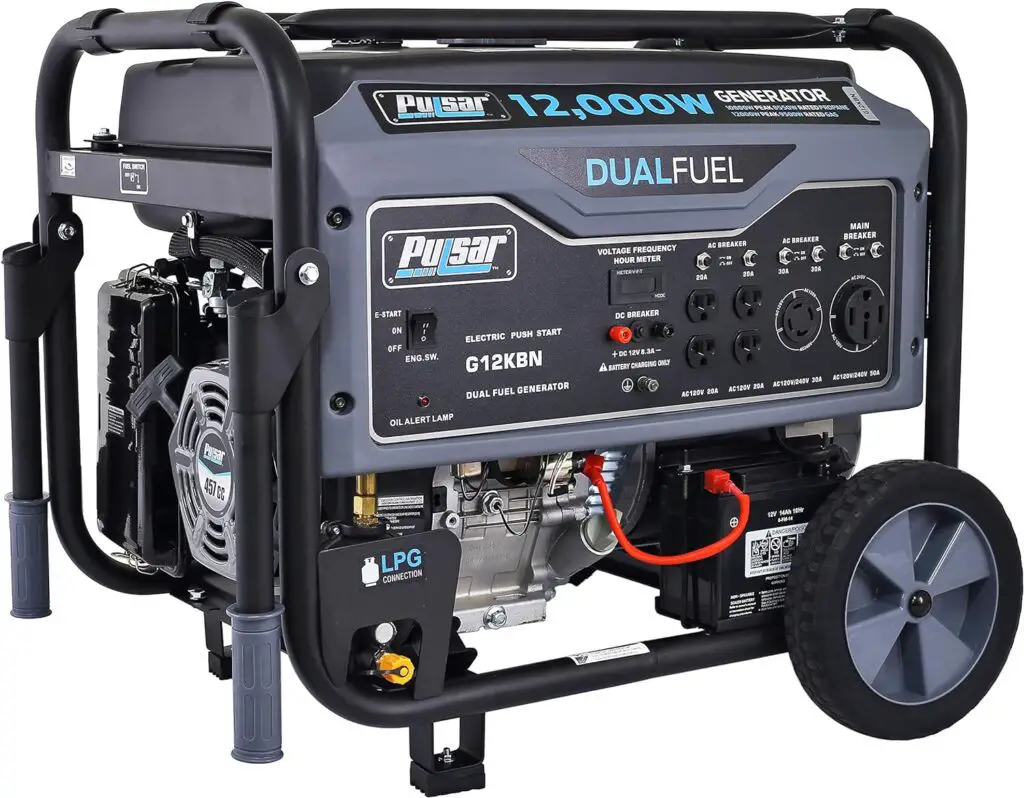 Pulsar G12KBN-SG Heavy Duty Portable Dual Fuel Generator - 9500 Rated Watts
