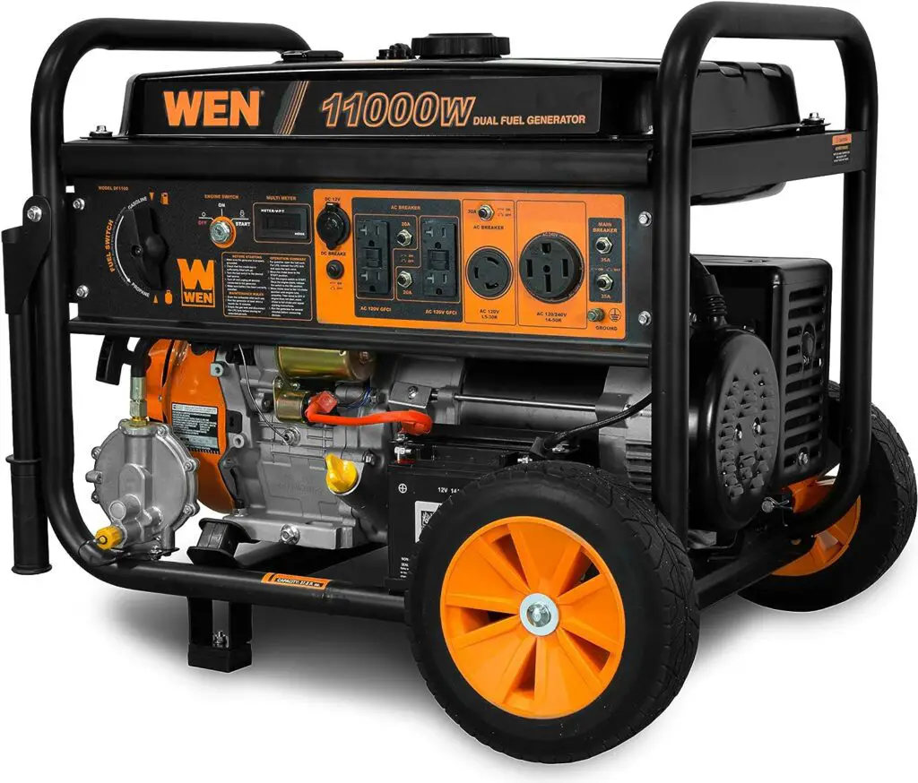 WEN DF1100T 11,000-Watt 120V/240V Dual Fuel Portable Generator with Wheel Kit